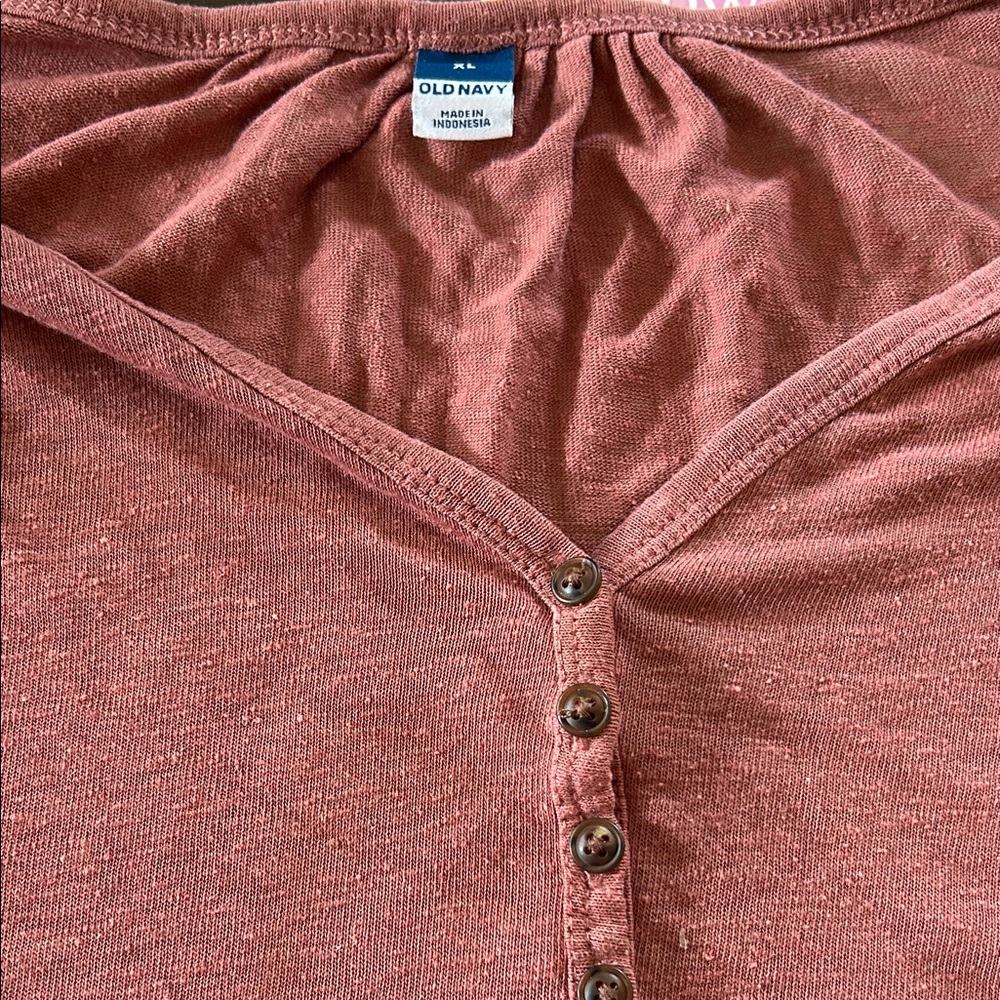 Old Navy Terracotta V-Neck Button-Up